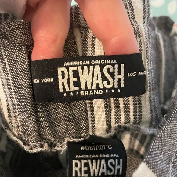 Rewash Brand Striped Linen Blend Paper Bag Wide Leg Pants Size L New - Picture 10 of 11